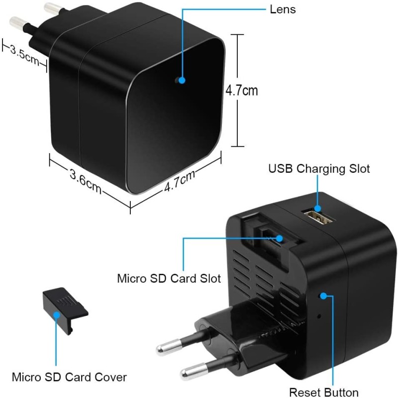 Caricatore con telecamera WiFi Full HD
