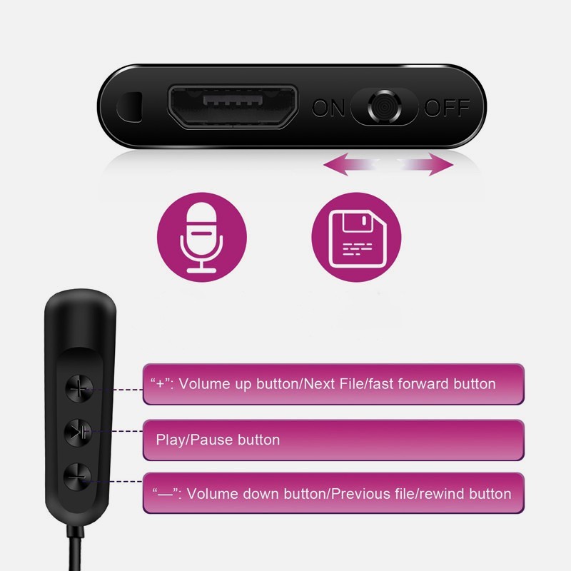 Mini micro registratore vocale con rilevamento del suono 20h